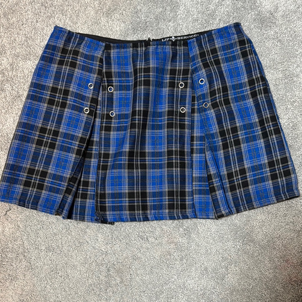 Vintage Y2k Lip Service Blue Plaid Women's Skirt